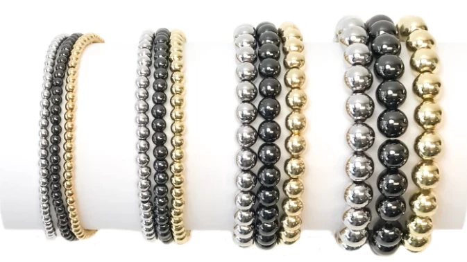 Love Lisa Accessories The 3mm Beaded Stretch Bracelet In Silver 2 Love Lisa Accessories The 3mm Beaded Stretch Bracelet In Silver