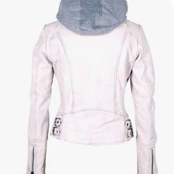 MAURITIUS The Hooded Leather Jacket In White Contemporary Clothing