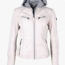 MAURITIUS The Hooded Leather Jacket In White Contemporary Clothing