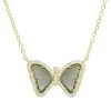 Kamaria Accessories The Mini Quartz CZ Butterfly Necklace In Gold Smokey