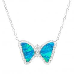 Kamaria Accessories The Mini Opal Butterfly Necklace In Silver