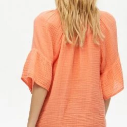 Michael Stars The Gauze Flutter Sleeve Top In Camilia Contemporary Clothing