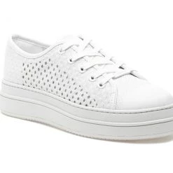J Slides The Crochet Lace Platform Sneaker In White Shoes