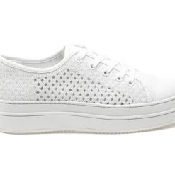 J Slides The Crochet Lace Platform Sneaker In White Shoes