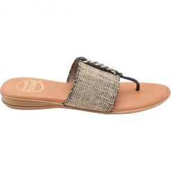 Andre Assous The Elastic Thong Sandal With Chain In Black Beige