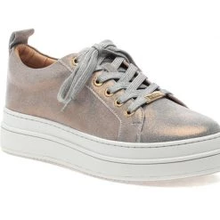 J Slides Shoes The Platform Lace Sneaker In Bronze