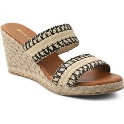 Andre Assous The Raffia 2 Band Espadrille In Beige Black
