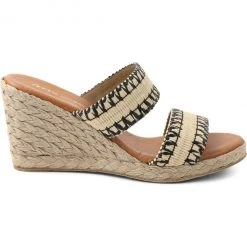 Andre Assous The Raffia 2 Band Espadrille In Beige Black