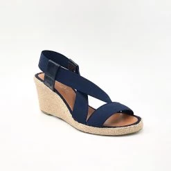 Casteller The Elastic Espadrille Sandal In Navy Shoes