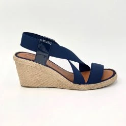 Casteller The Elastic Espadrille Sandal In Navy Shoes
