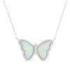 Kamaria Accessories The Opal Butterfly Necklace With Stripes In Silver