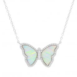 Kamaria Accessories The Opal Butterfly Necklace With Stripes In Silver