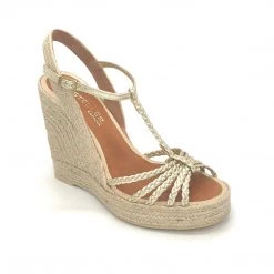 Casteller The Braided T-Strap Espadrille In Platino Metallic Shoes