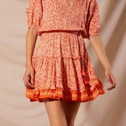Poupette ST Barth Contemporary Clothing The Bona Mini Dress In Orange Lemon