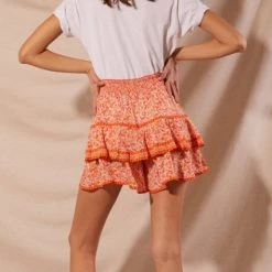 Poupette ST Barth The Culotte Skirt In Orange Lemon