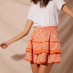 Poupette ST Barth The Culotte Skirt In Orange Lemon