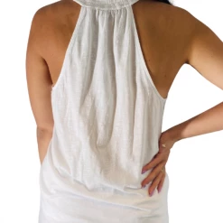 Red Haute Contemporary Clothing The Henley Tank In White