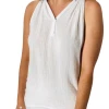 Red Haute Contemporary Clothing The Henley Tank In White