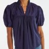 Red Haute Contemporary Clothing The Puff Sleeve Top In Navy