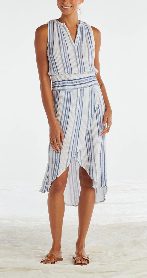 Red Haute Contemporary Clothing The Wrap Front Dress In Blue Stripe 1 Red Haute Contemporary Clothing The Wrap Front Dress In Blue Stripe