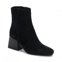 Blondo The Mid Stack Heel Square Toe Bootie In Black Shoes
