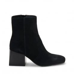Blondo The Mid Stack Heel Square Toe Bootie In Black Shoes
