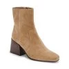 Blondo Shoes The Mid Stack Heel Square Toe Bootie In Taupe
