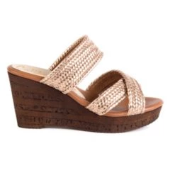 Californians Shoes The Braided Slide Wedge In Rose Gold
