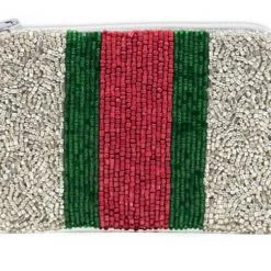 Tiana Designs The Beaded Stripe Pouch In Silver
