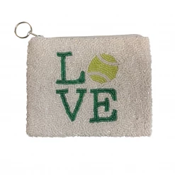 Tiana Designs The Beaded Tennis Love Pouch In White Accessories