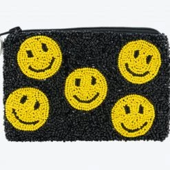 Tiana Designs The Beaded Smiley Pouch In Black Accessories