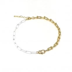 SHINE STARS Accessories The Two Tone Link Necklace In White & Gold