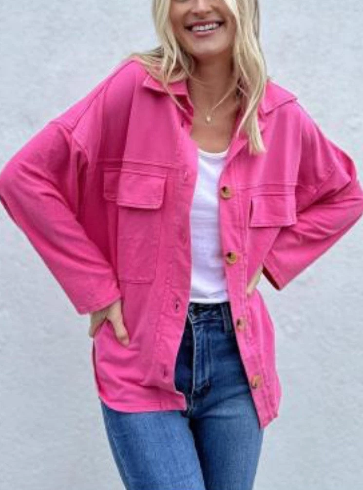 Six Fifty Contemporary Clothing The Oversized Shacket In Hot Pink 1 Six Fifty Contemporary Clothing The Oversized Shacket In Hot Pink