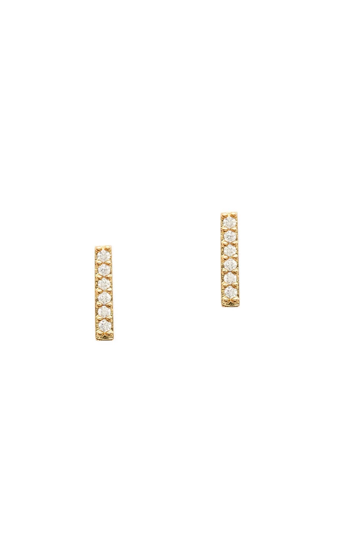 Tai Accessories The CZ Stick Stud Earring In Gold 1 Tai Accessories The CZ Stick Stud Earring In Gold