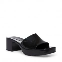 Steve Madden The PVC Block Heel Slide In Black Shoes