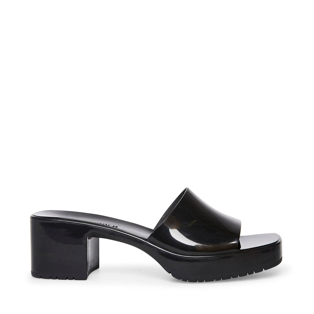 Steve Madden The PVC Block Heel Slide In Black Shoes 2 Steve Madden The PVC Block Heel Slide In Black Shoes