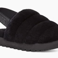 Ugg The Closed Toe Fluff Sling Slipper In Black
