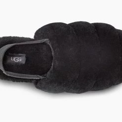Ugg The Closed Toe Fluff Sling Slipper In Black