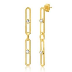Tai The Double Chain Link CZ Earrrings In Gold