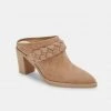 Dolce Vita Shoes The Mid Heel Pointed Mule With Braid In Truffle