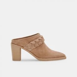 Dolce Vita Shoes The Mid Heel Pointed Mule With Braid In Truffle