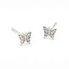 Tai Accessories The Pave Butterfly Post Earrings In Silver