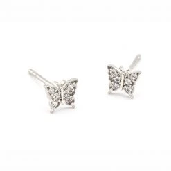 Tai Accessories The Pave Butterfly Post Earrings In Silver