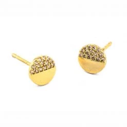 Tai The Circle Studs With Pave CZ Accents In Gold Accessories
