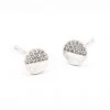 Tai Accessories The Circle Studs With Pave CZ Accents In Silver