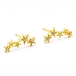 Tai The Pave Five Star Earrings In Gold