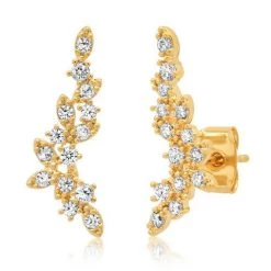 Tai Accessories The CZ Climbing Petal Earrings In Gold