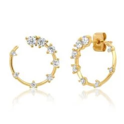 Tai Accessories The CZ Front Facing Hoop Earrings In Gold