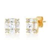 Tai The CZ Princess Cut Stud Earrrings In Gold Accessories