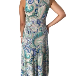 Veronica M The V-Neck Maxi In Green Blue Paisley